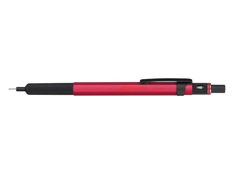 Rotring 500 Feinminenstift Metallic Rot, 0.5 mm Leichter Druckbleistift mit sechseckigem Kunststoffgehäuse und Metall-Griffzone