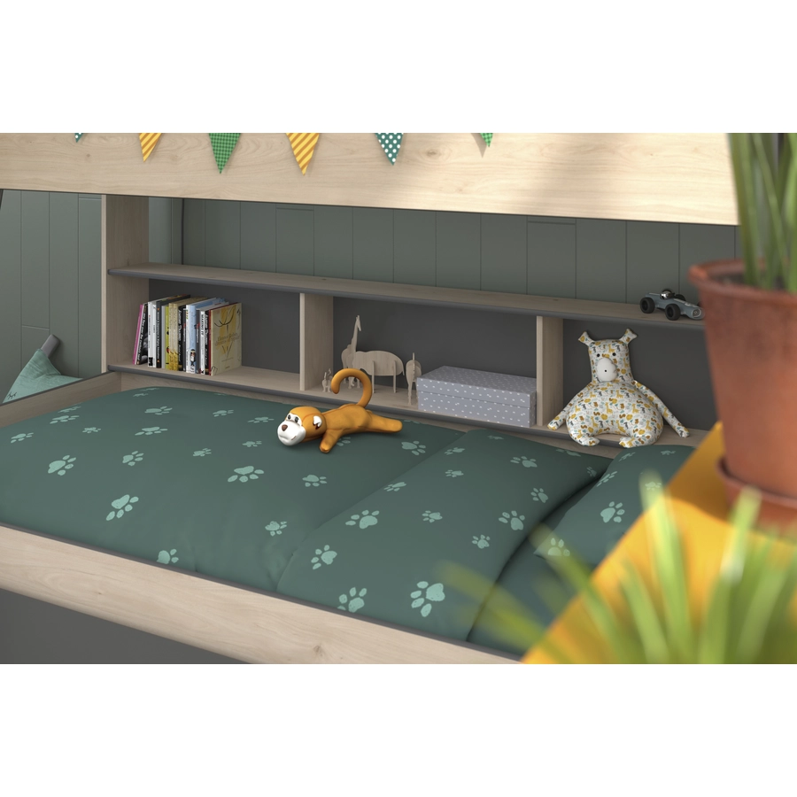 Parisot Etagenbett Tam-Tam 31 mit Bettschubkasten Grau in Eiche Jackson (90x200) Grau
