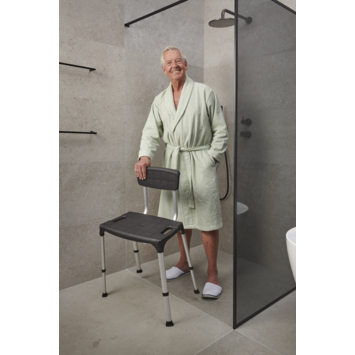 Secucare douchestoel Quatrro met rugleuning verstelbaar Hoogte 39-54 cm zwart