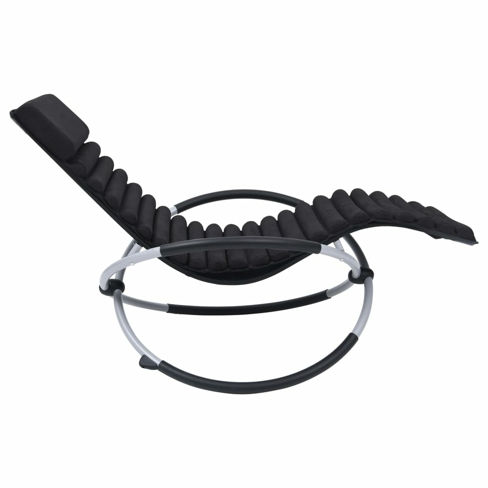 Chaise longue d'extérieur avec coussin acier noir