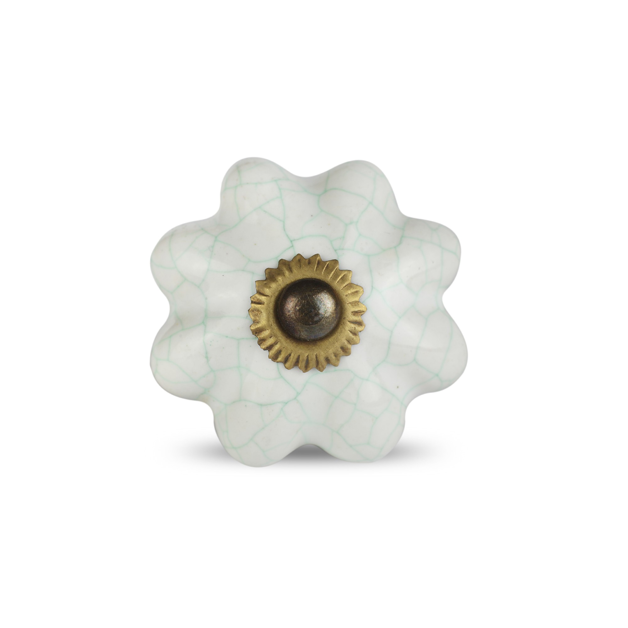 Keramik-Knauf 'Blume', weiß, mint, Ø 4 cm günstig bestellen