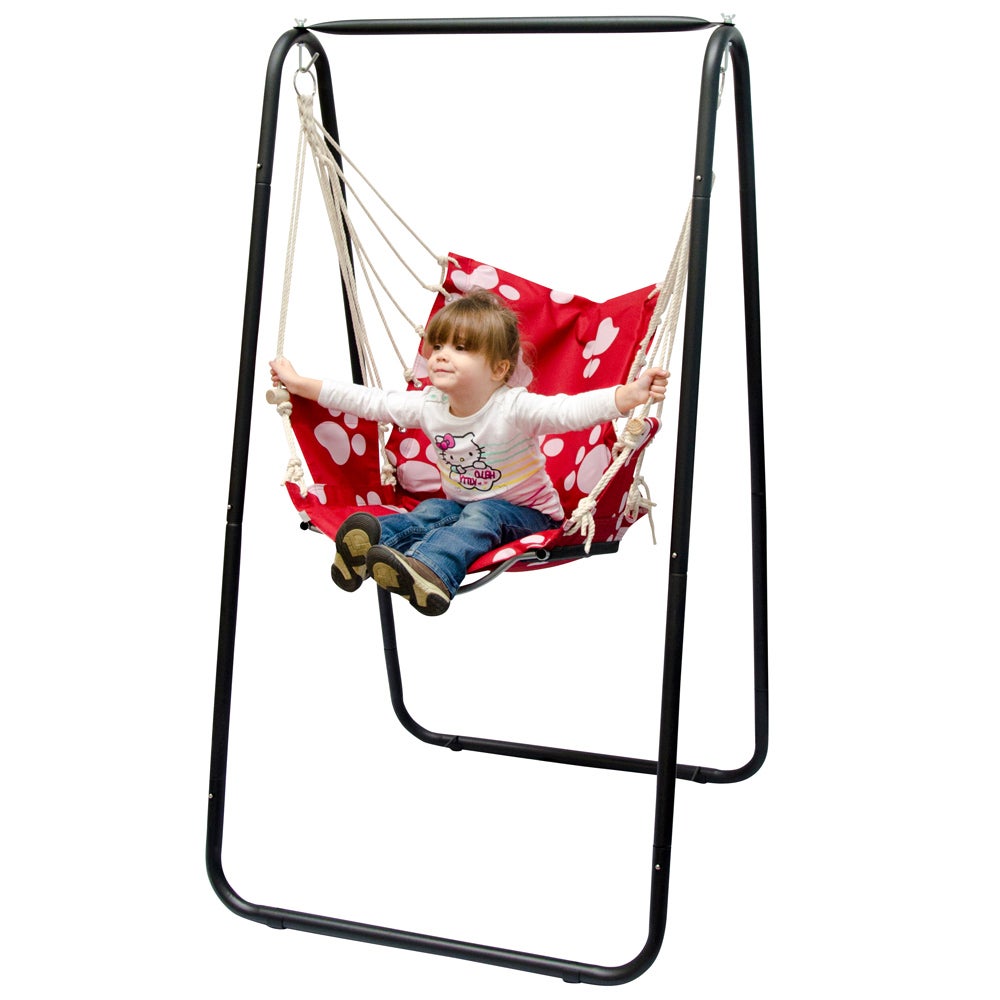 Hangstoel/relaxstoel in de kleur rood met een frame van 160 cm, belastbaar tot 100 kg