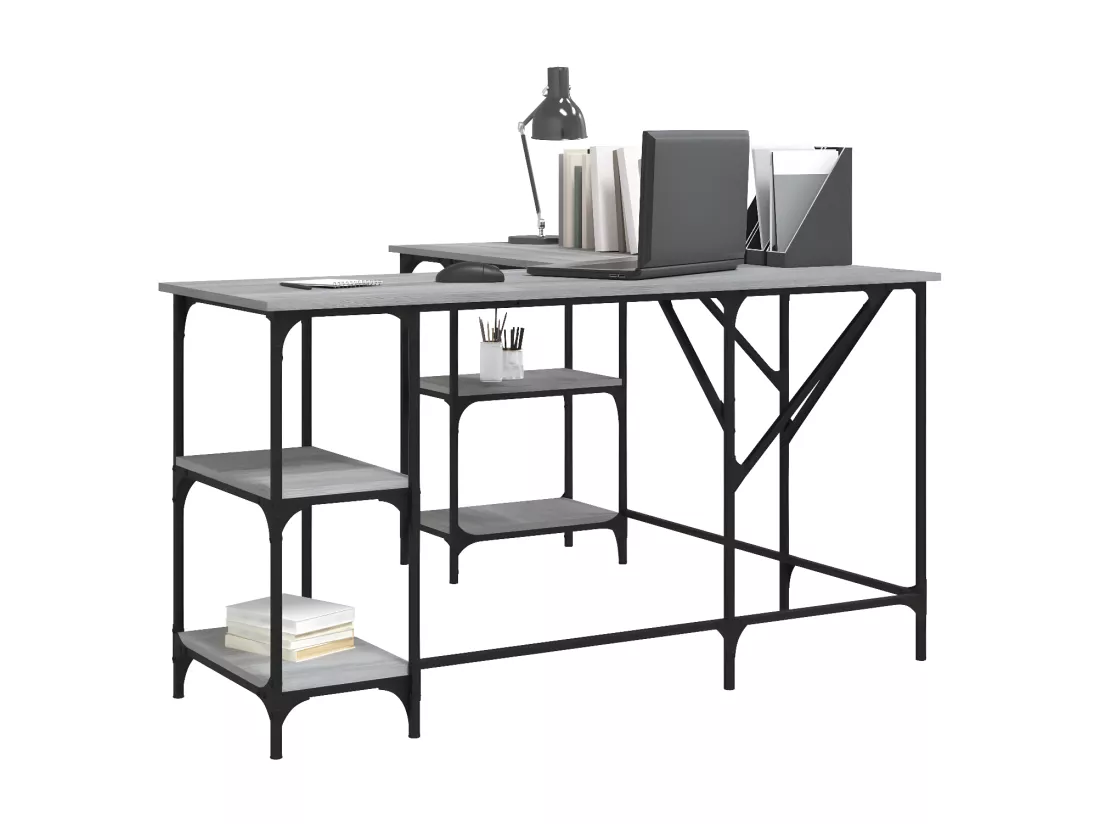 Bureau sonoma gris 139x139x75 cm bois d'ingénierie