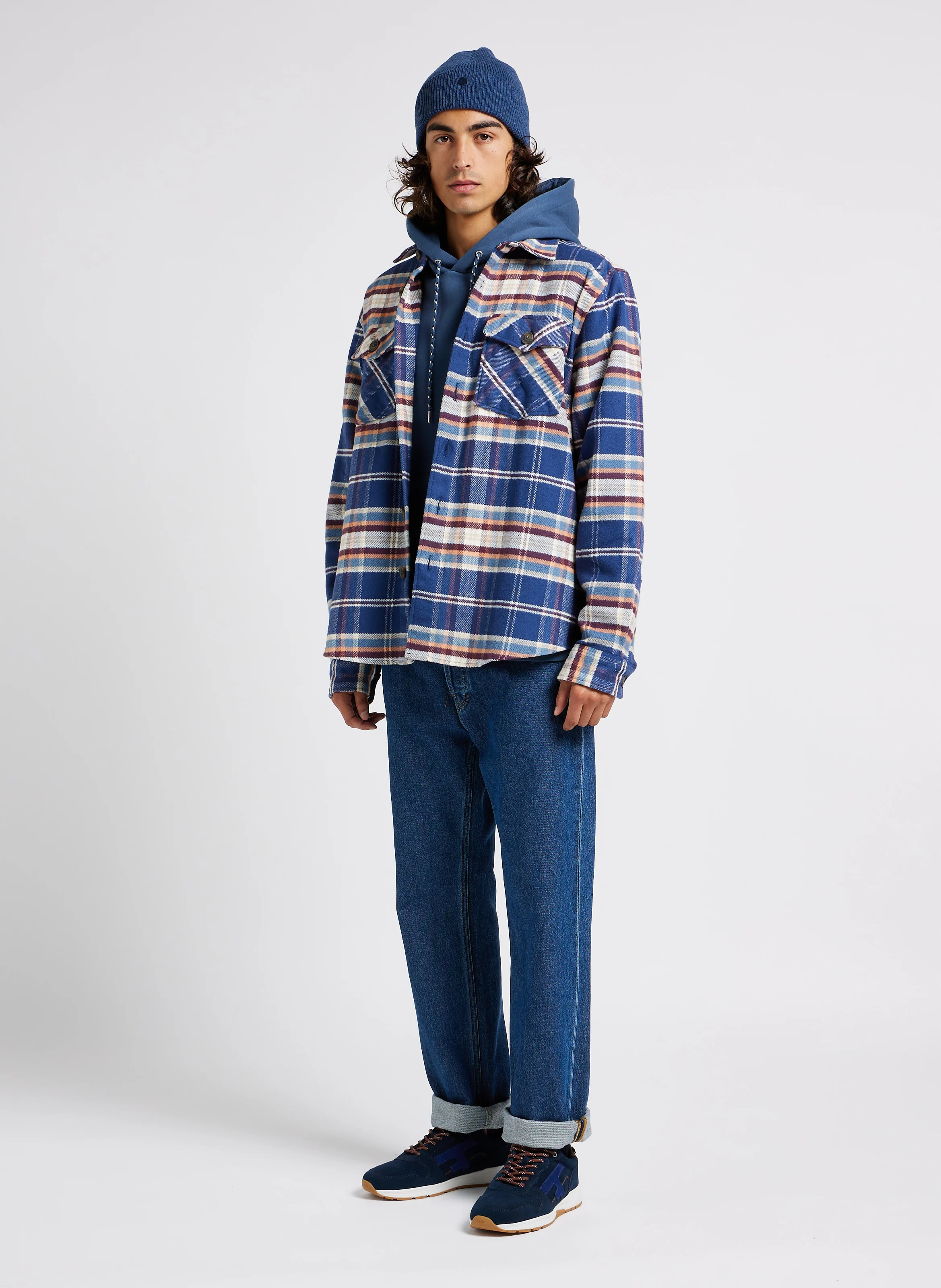 DIRAC - Sweat à capuche regular-fit en coton mélangé | Bleu