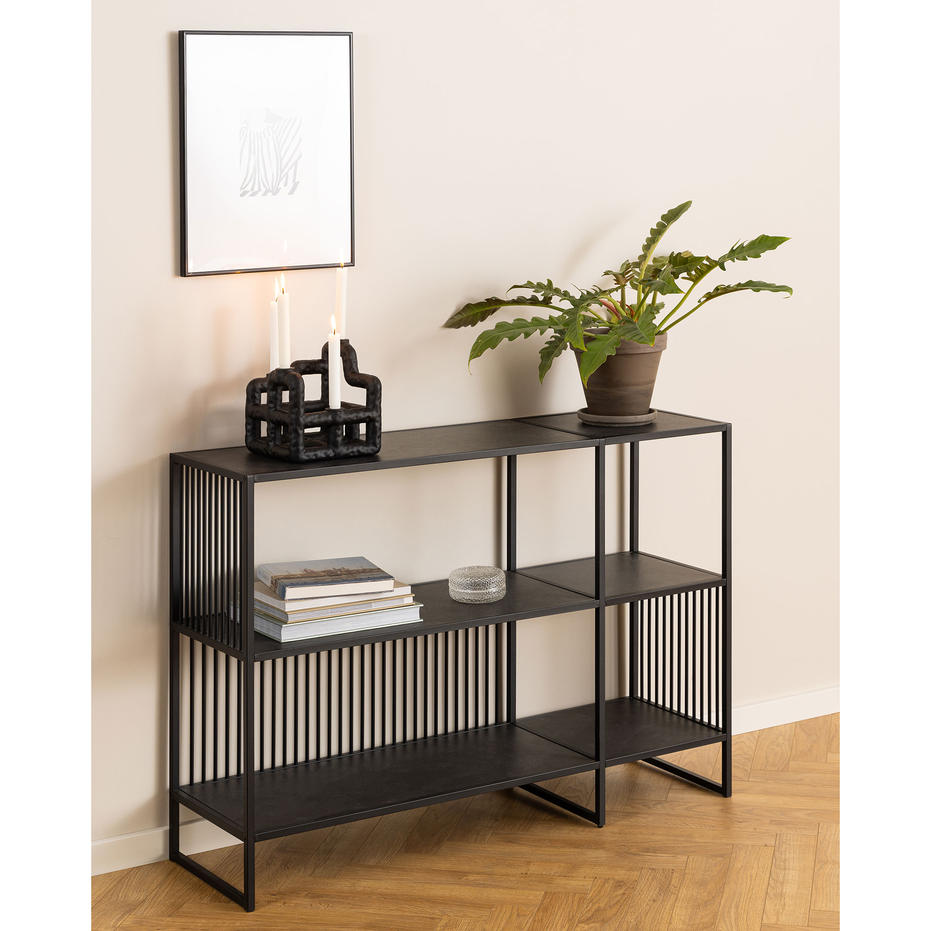 Regal STRINGTON - schwarz-Marmoroptik - 120 cm breit