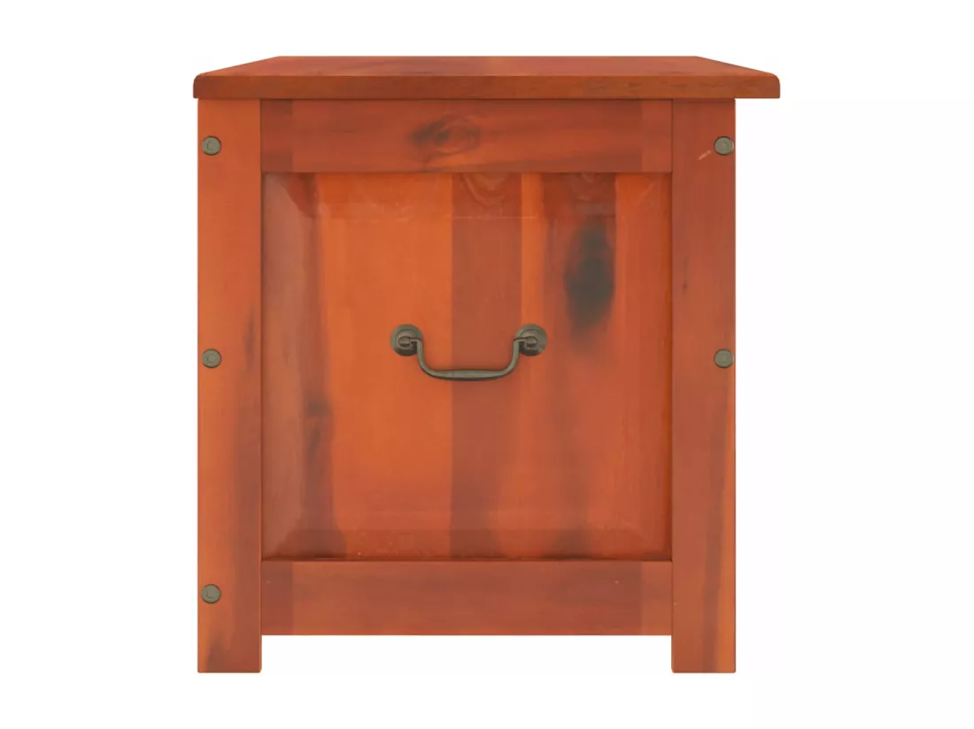 Coffre de rangement avec couvercle marron bois massif d'acacia