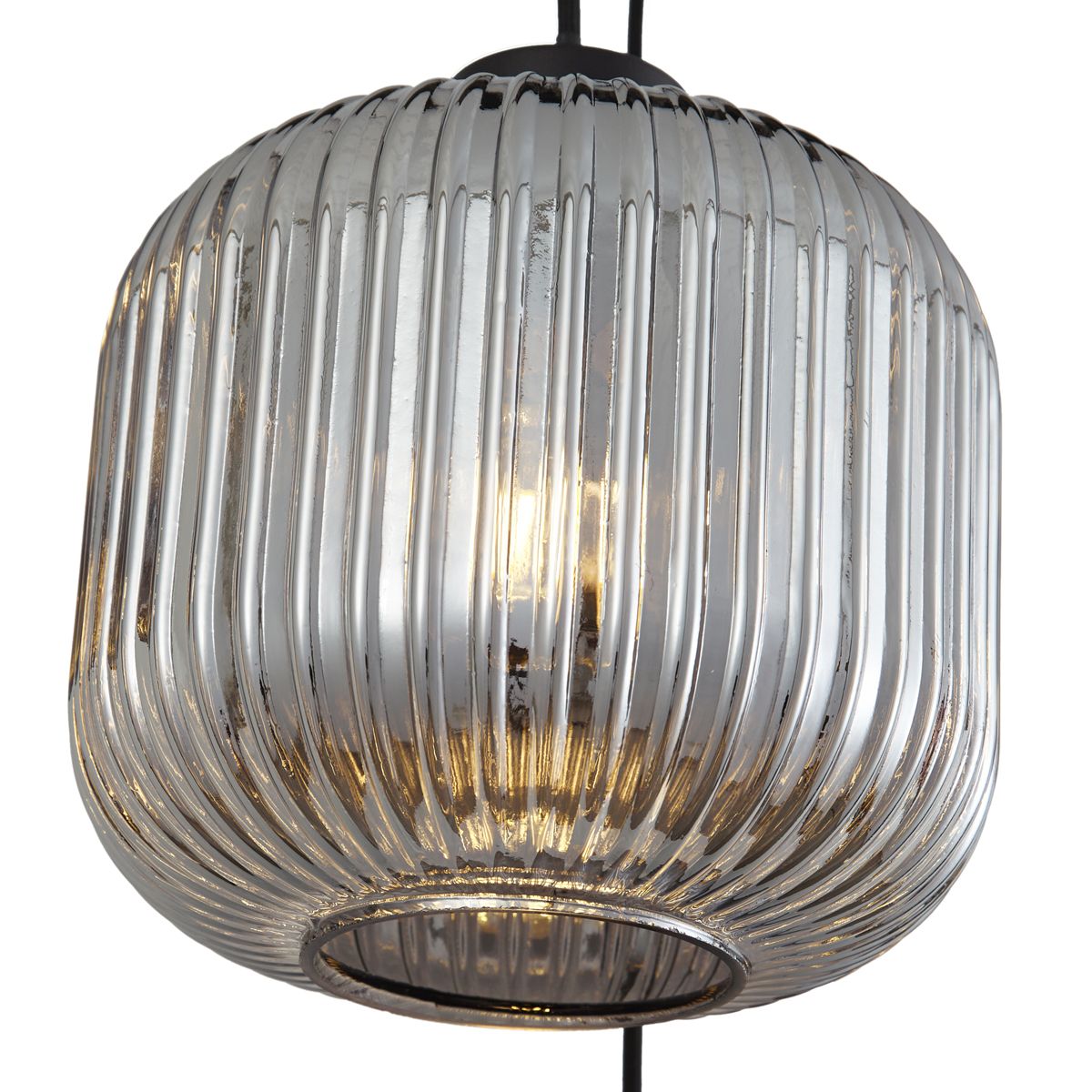 Design hanglamp zwart met smoke glas 6-lichts - Ana