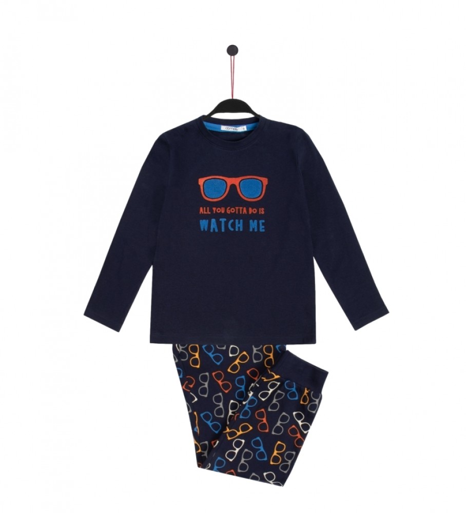 Pijama Admas Comprimento da Manga Watch Me Marino