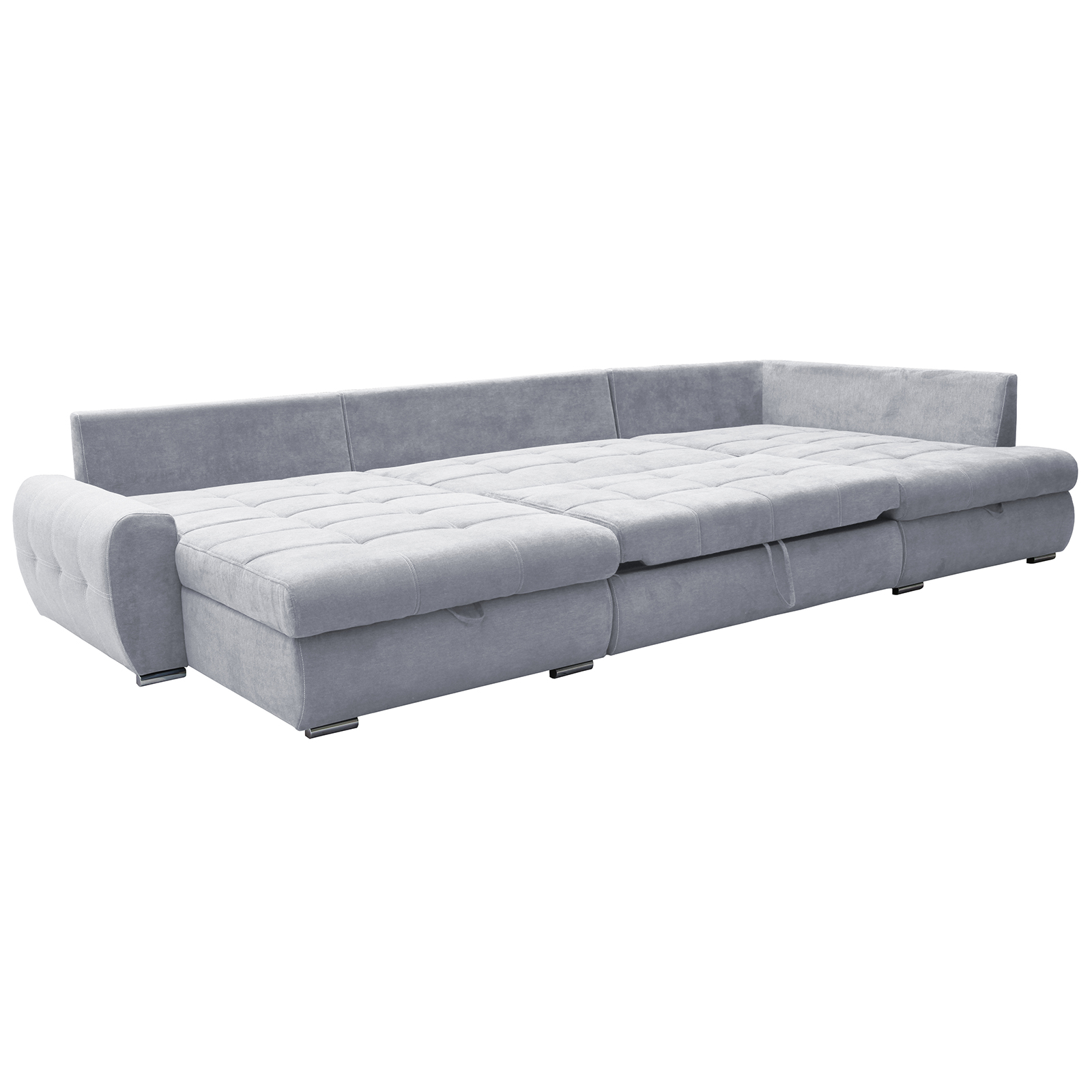 Wohnlandschaft - grey - 2 Staukästen - Ottomane links