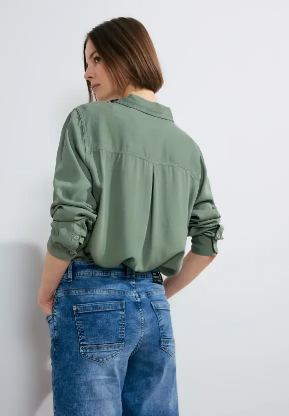 Lyocell Hemdbluse - raw salvia green