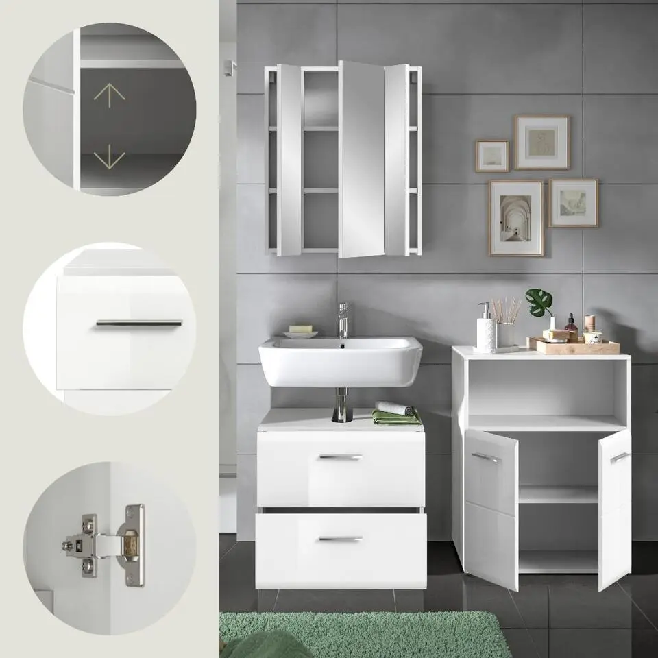 Hioshop Ice badkamer I59 wit hoogglans- wit