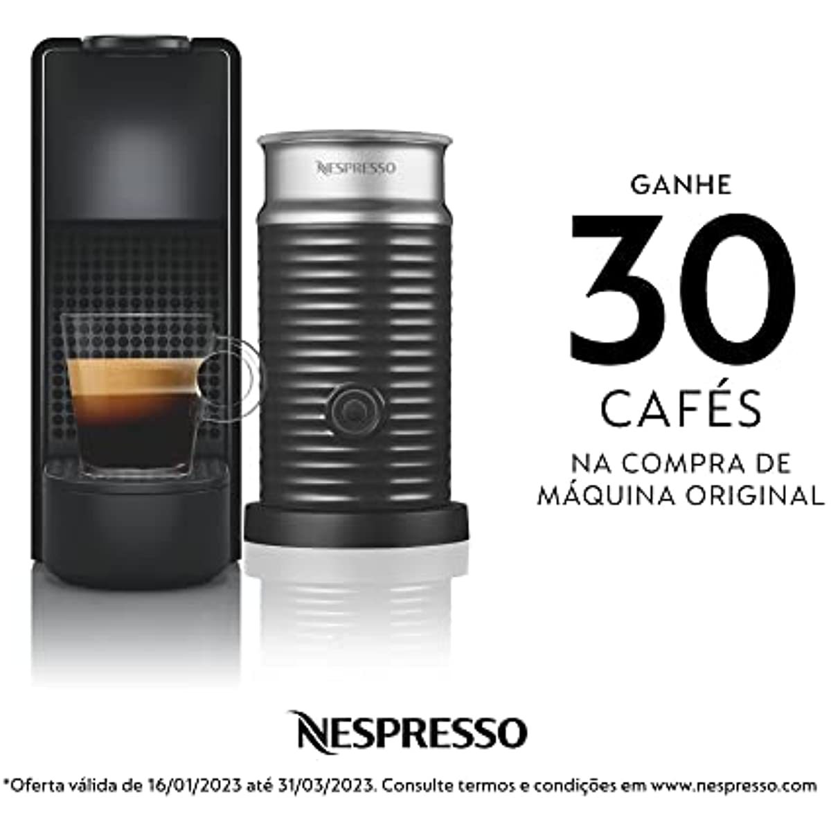 Nespresso Essenza Mini Cafeteira 220V Combo com Aeroccino, M&aacute;quina de caf&eacute; expresso compacta para casa, c&aacute;psula / c&aacute;psula autom&aacute;tica El&eacute;trica (preta)