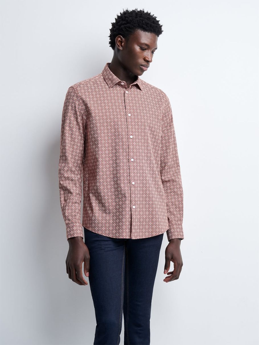 Chemise slim en twill géométrique