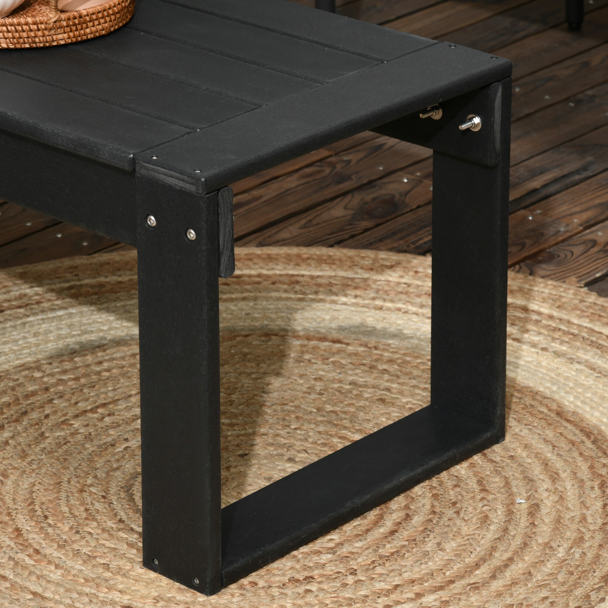 Outsunny Couchtisch mit Beinen schwarz 95L x 42B x 40H cm