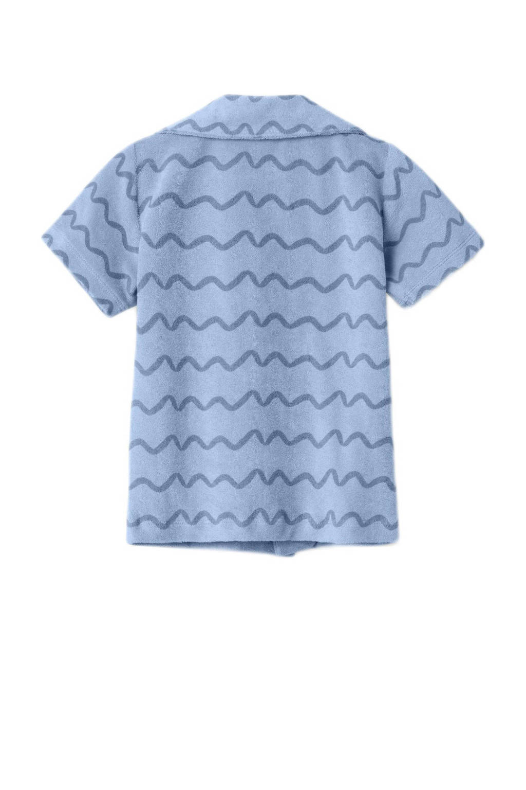 NAME IT badstof overhemd NMMFELO met all over print lichtblauw/blauw