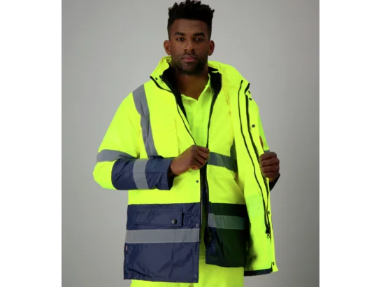 Parka de travail Würth MODYF haute-visibilité 4 en 1 jaune/marine