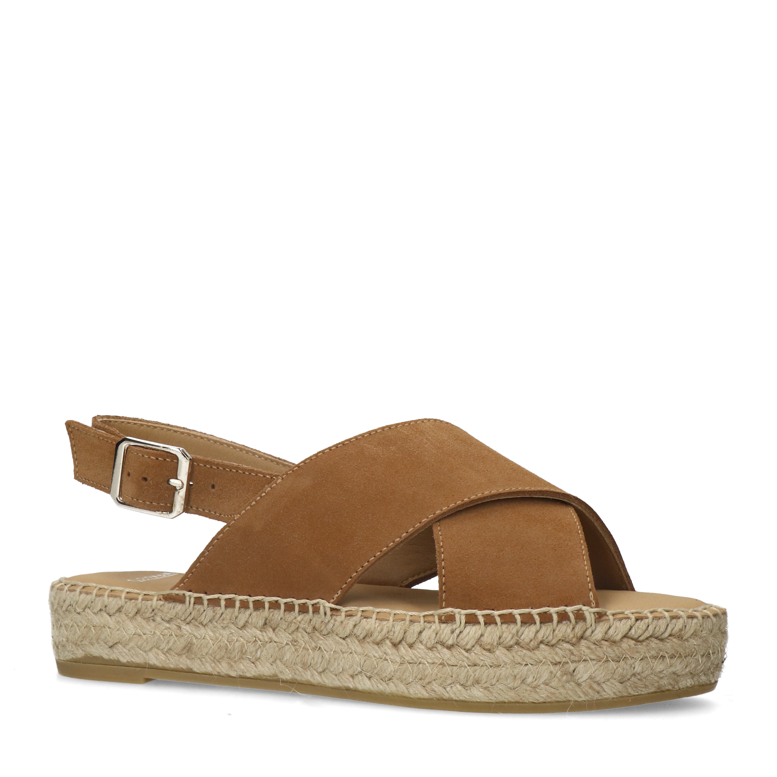 Cognac suède sandalen