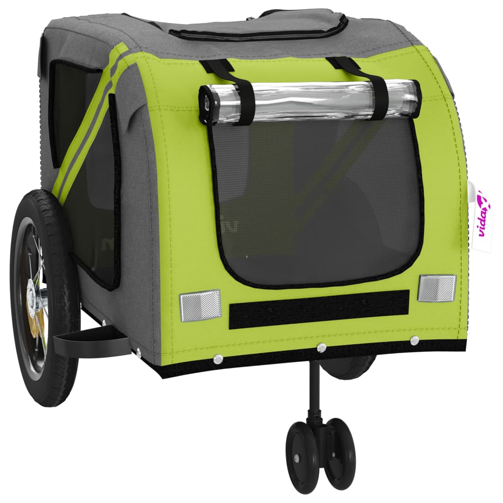 vidaXL Reboque para Bicicleta de Animais de Estimação em Tecido Oxford Verde e Preto
