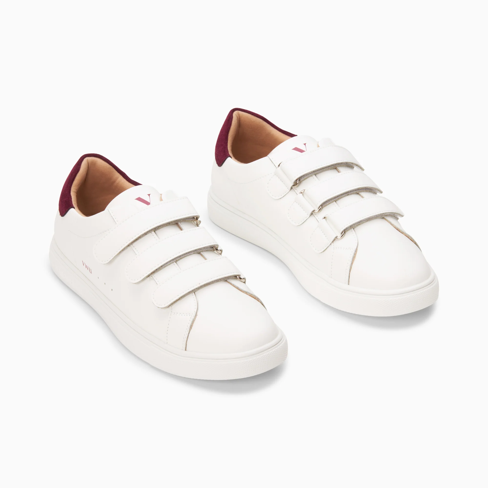 Sneakers-Baskets Nour blanc et prune à scratchs