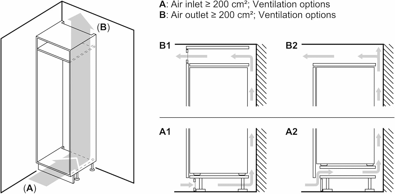 Bosch KIR41VFE0, Série 4, Petit réfrigérateur, Encastrable, 122,5 x 56 cm, 204 L [Energy Class E] [Classe énergétique E]