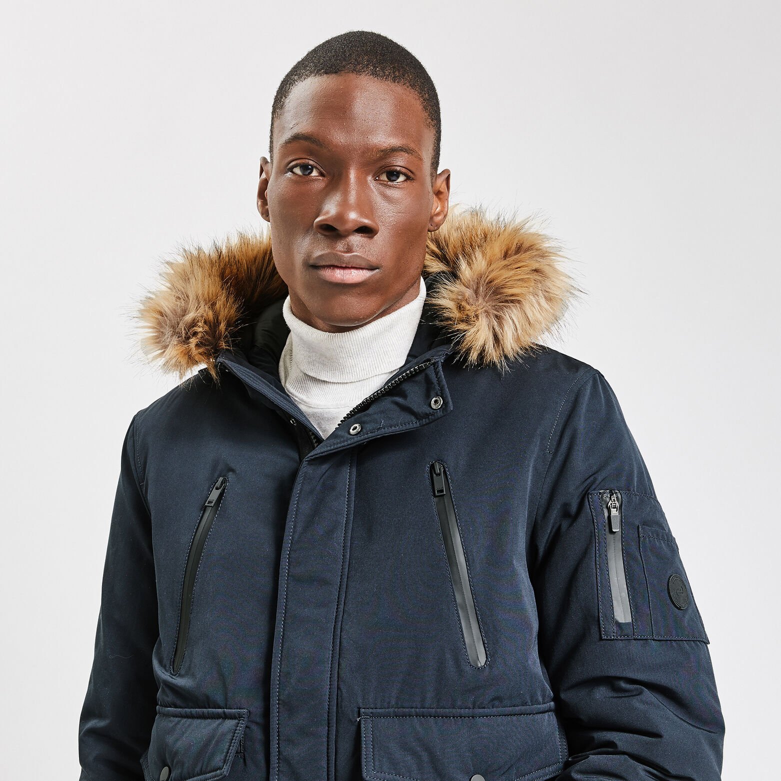 Blouson ski déperlant à capuche Bleu foncé