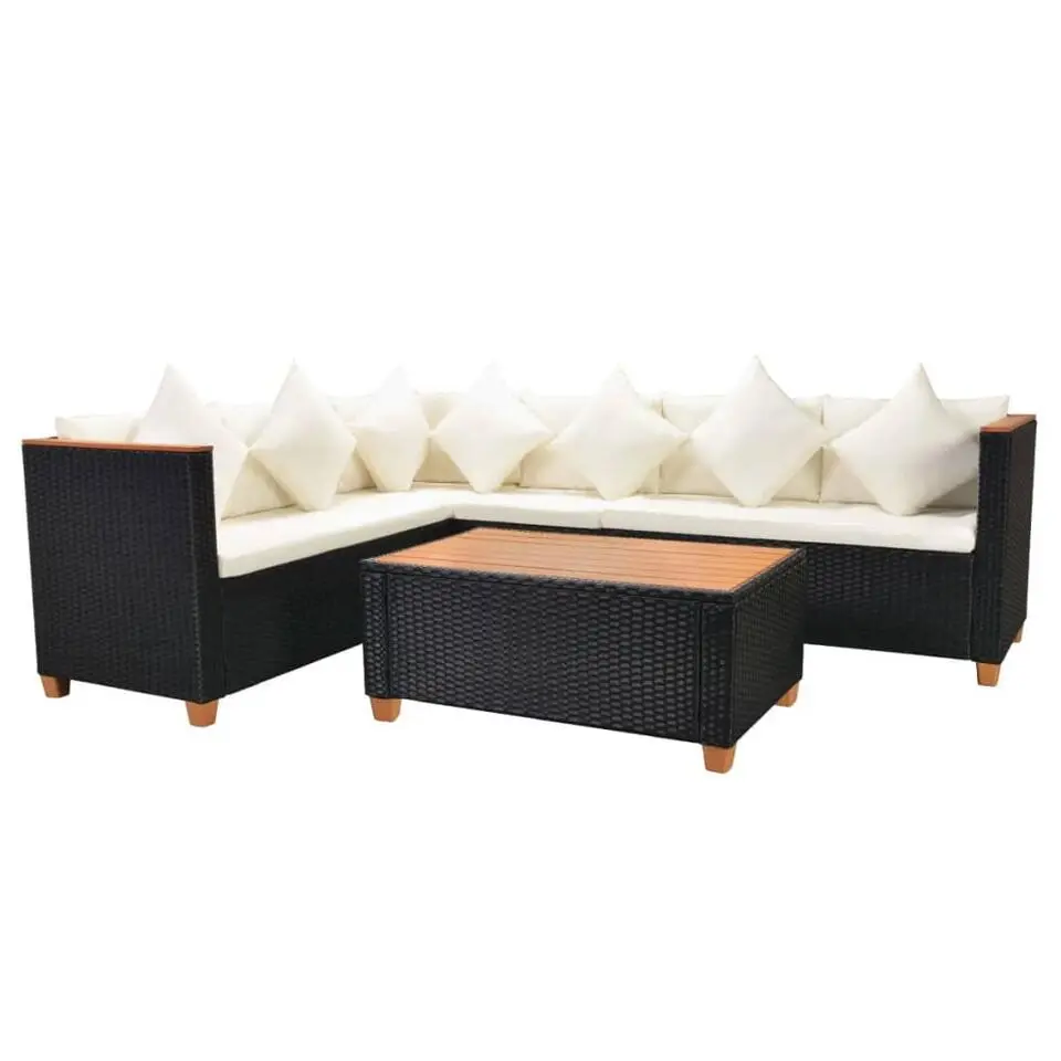 vidaXL - Tuinmeubilair - Zwart - Poly rattan