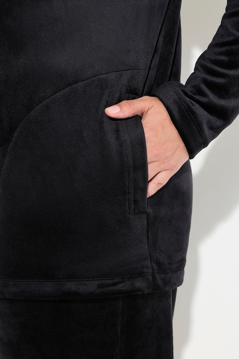 Loungewear-Nickijacke, Umfallkragen, Langarm, recycelt