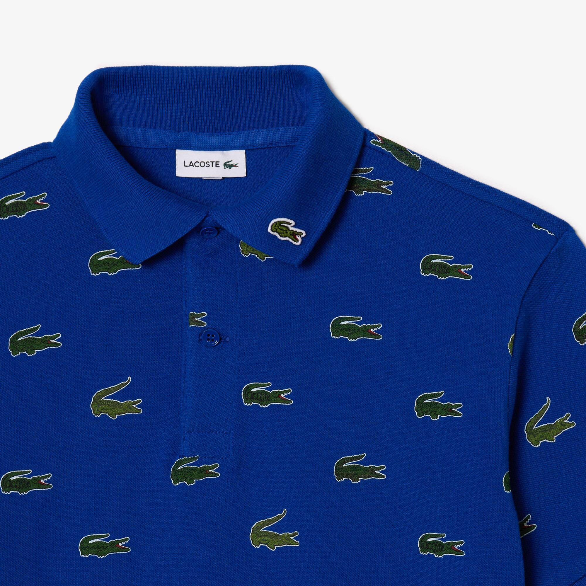 Polo avec imprimé signature en coton Polos - Bleu - Lacoste - Enfant