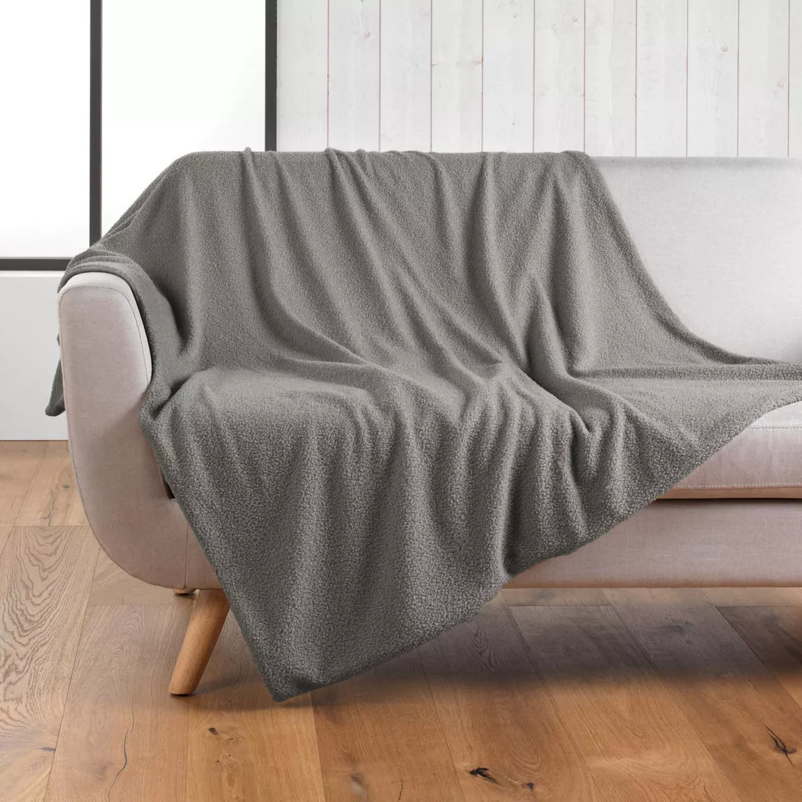 Plaid bouclette (125 x 150 cm) Wooly Gris