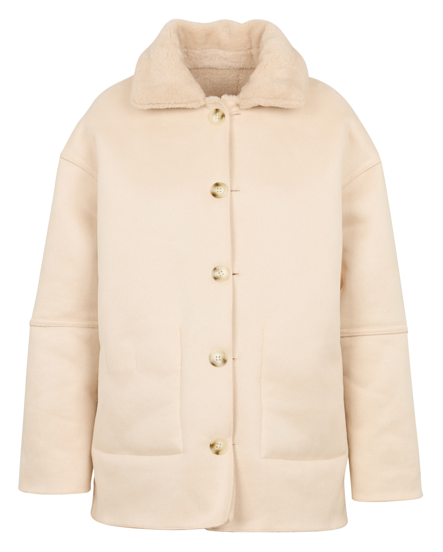 ELHO - Manteau col classique en fausse fourrure | Beige