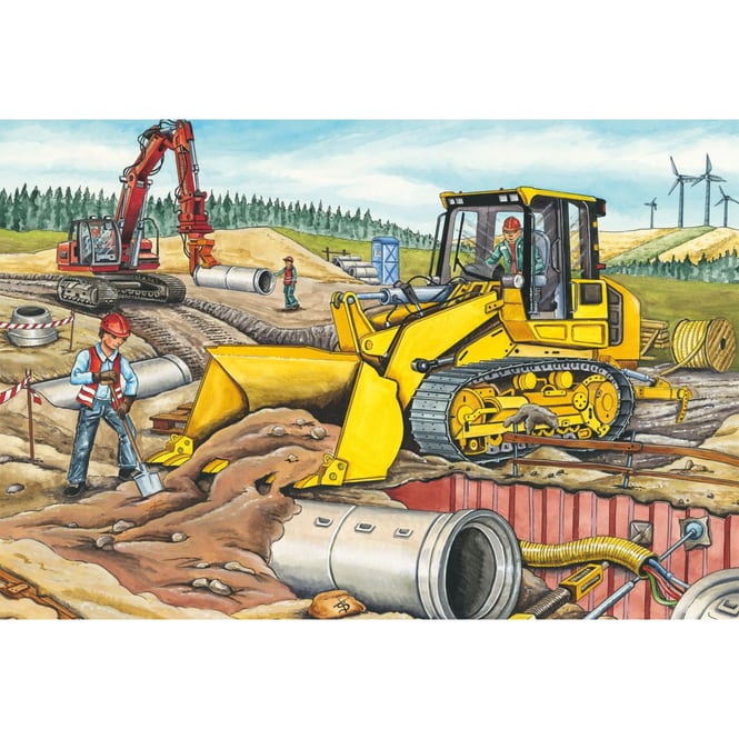 Puzzle Set - Baustellenfahrzeuge - 3 x 48 Teile