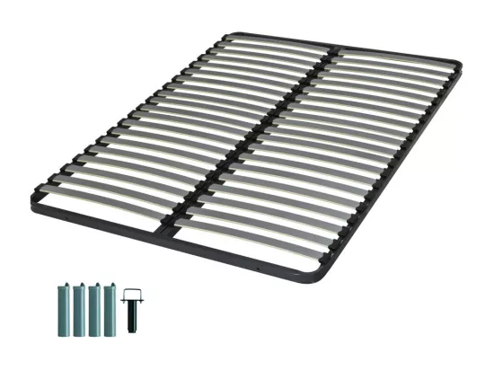 Sommier à lattes + pieds 120x190 Epsilon - 40 lattes bois - Fabrication française