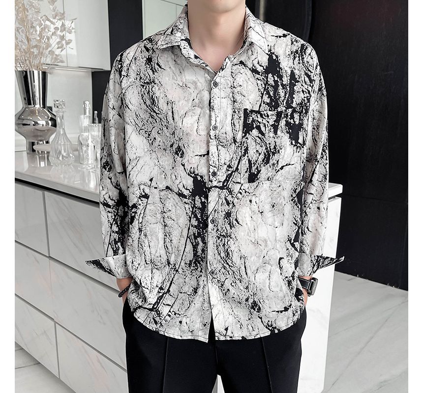 Lefitt - Top met lange mouwen en tie-dye print in marmermotief