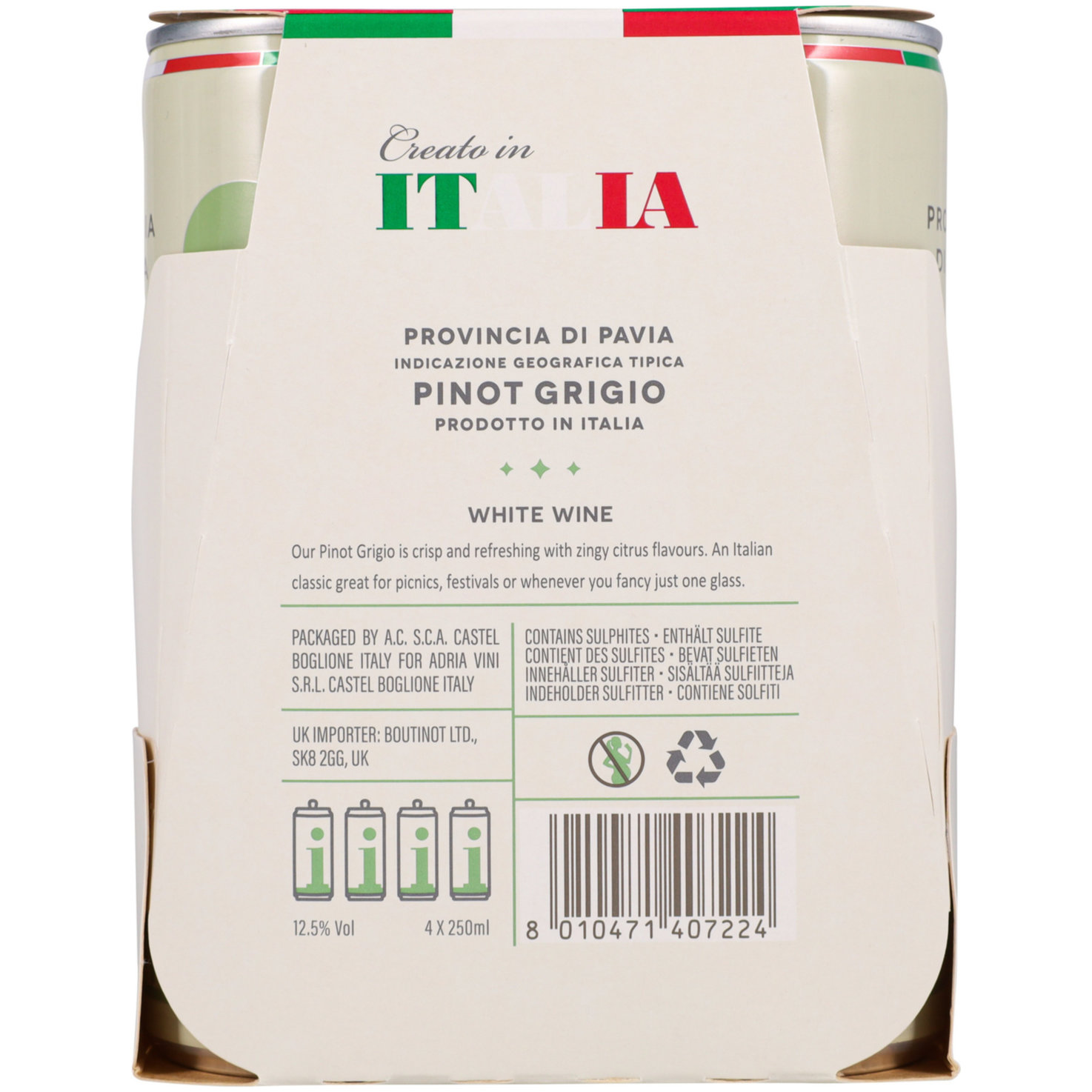 Provincia di Pavia IGT Pinot Grigio, Dose 4x25cl -100cl
