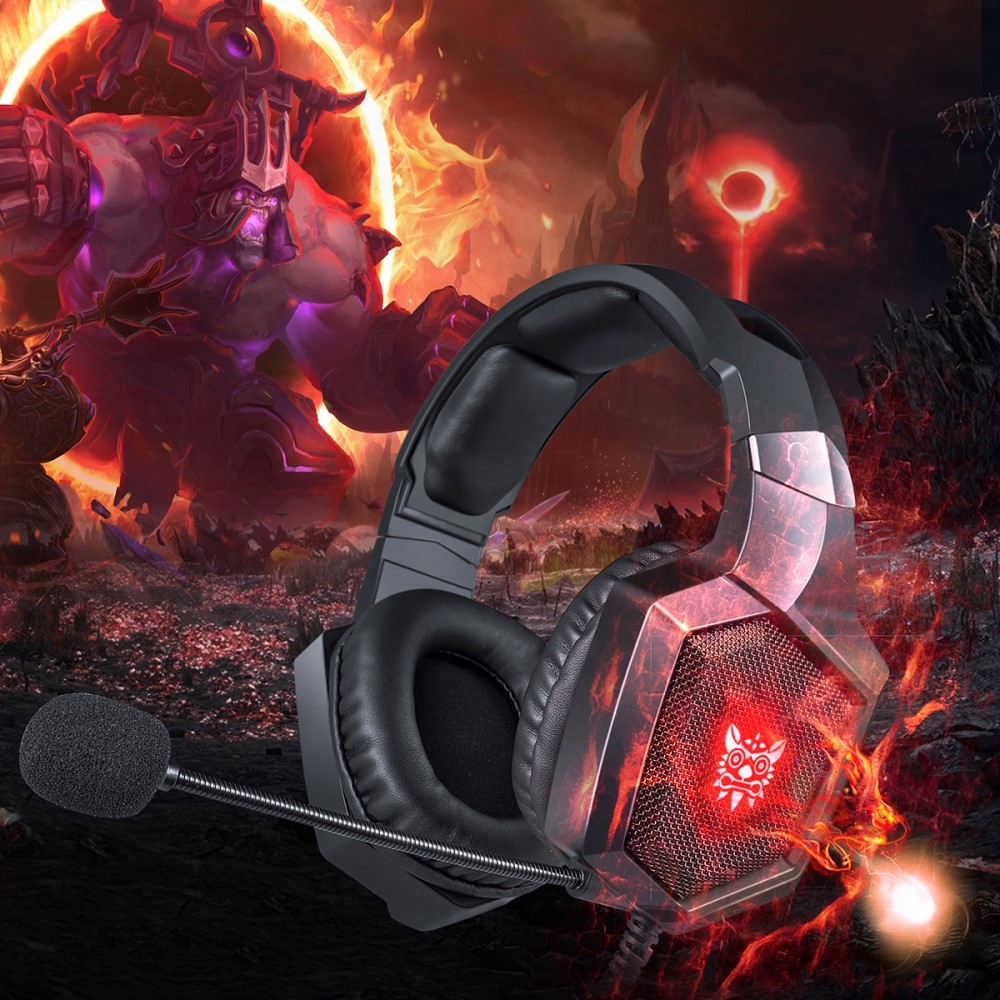 K8 Gaming USB Kopfhörer LED Headset mit Mikrofon   3.5mm Klinken Schwarz (Design I)