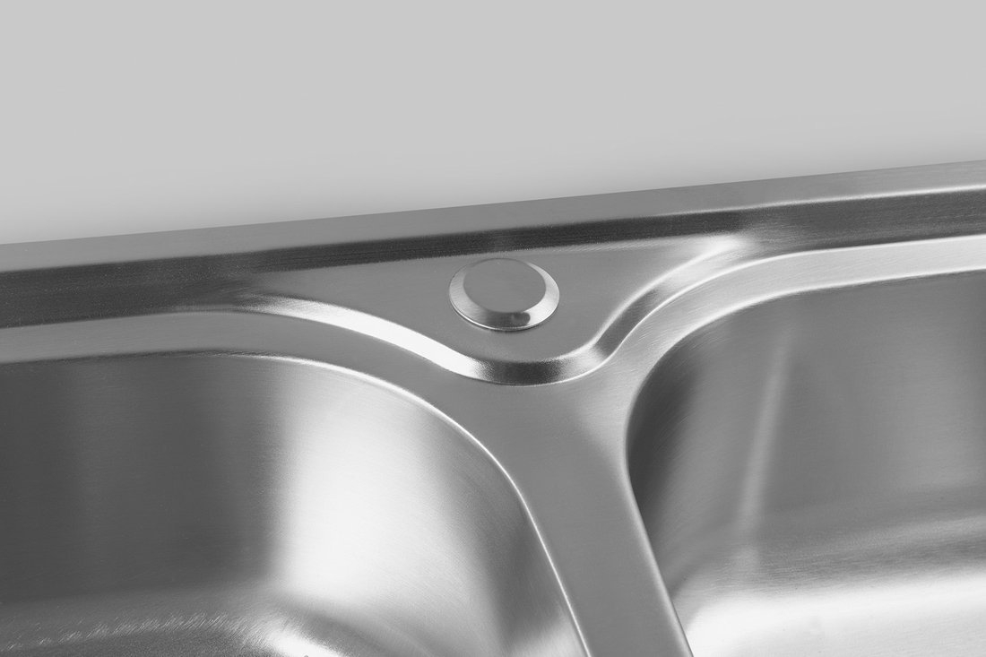 Aqualine dubbele spoelbak 81x46x18cm met kraangat RVS