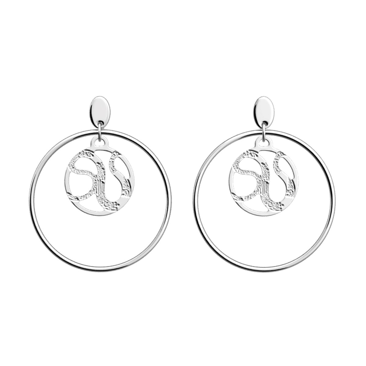 Boucles d'oreilles Les Georgettes Reptile argentées16/32mm