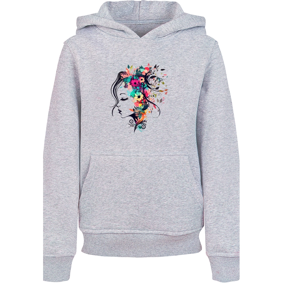 F4NT4STIC Hoodie Silhouette Bunte Blumen heather grey