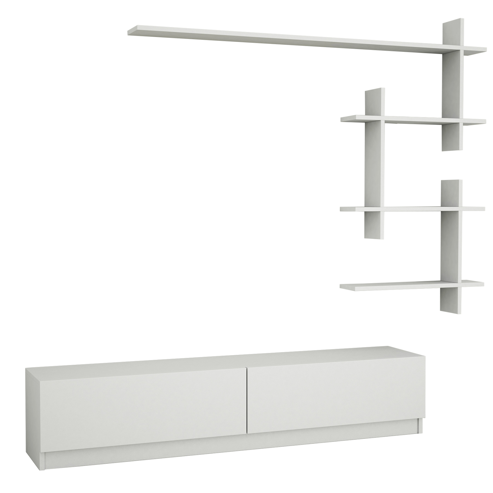 2-teilige Wohnwand - weiß - 160 cm