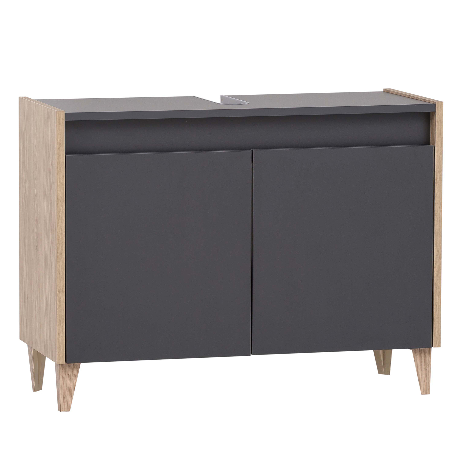Waschbeckenunterschrank - anthrazit - Eiche hell - 80 cm