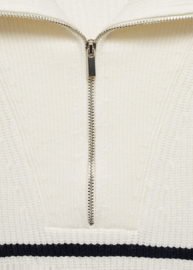 MANGO Striped sweater with zip Navy