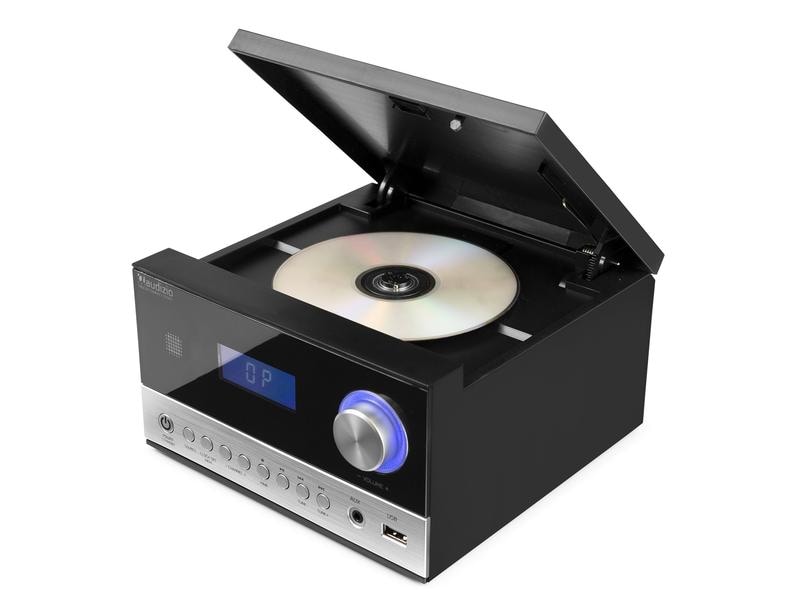 Audizio Micro-HiFi Anlage Toulon Schwarz/Silber Kompaktes Stereosystem mit zwei Bassreflexlautsprecher