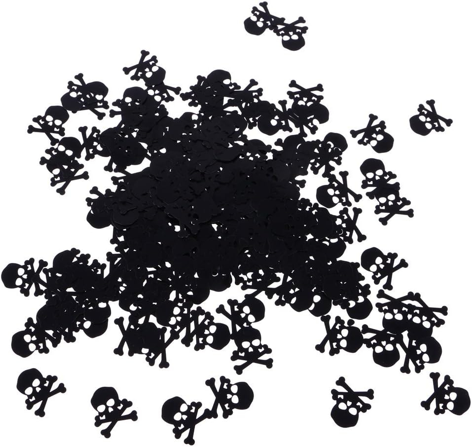 (60g) 20mm Konfetti Halloween Party Deko Totenkopf Streukonfetti Tischdekoration - Schwarz