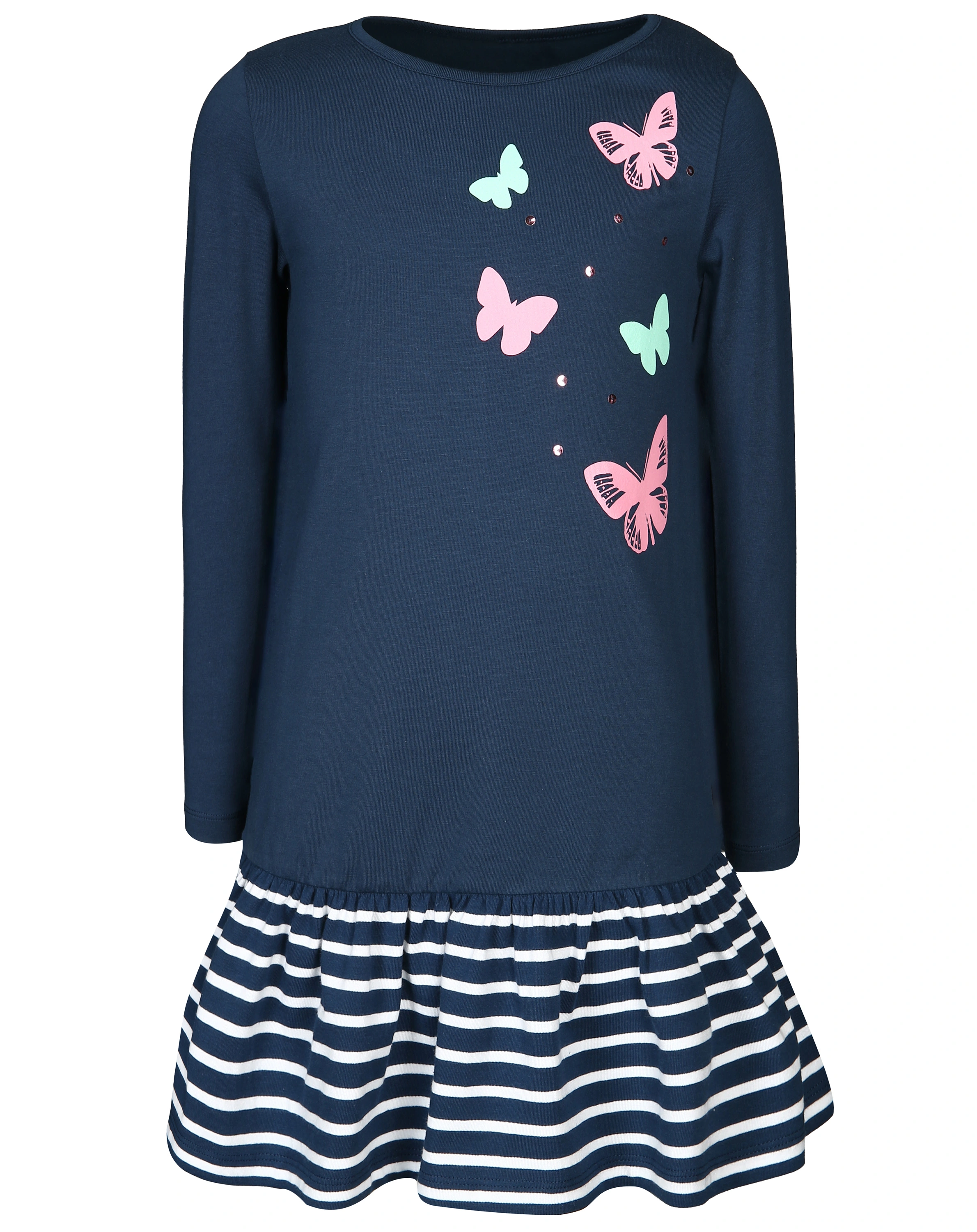 Langarmkleid SCHMETTERLINGE mit Pailletten in dunkelblau