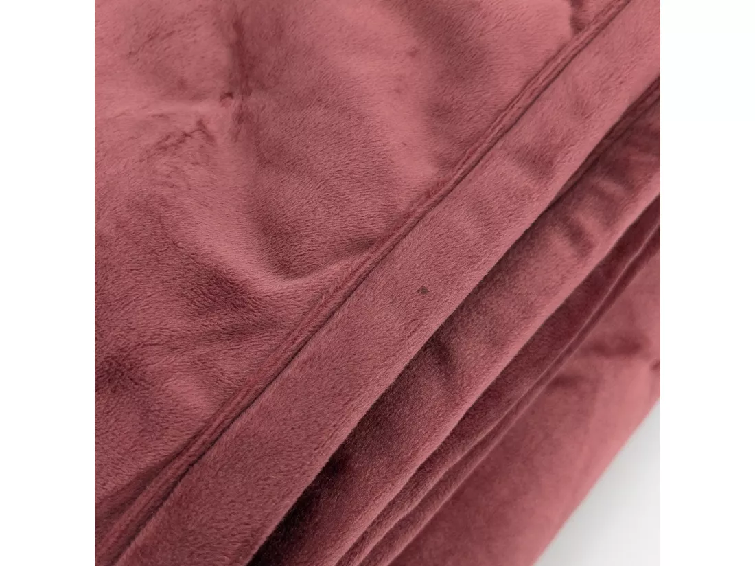Couvre-lit 240x260 GIPSY velours piquage points brodés rose Pourpre