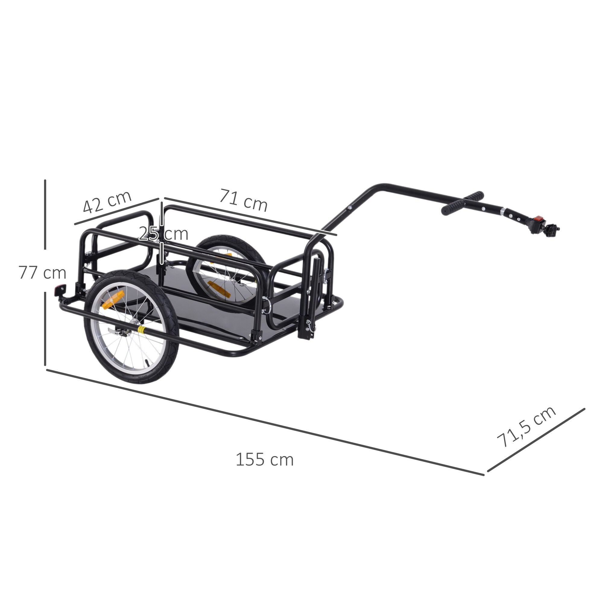 HOMCOM Transportanhänger/-wagen schwarz 156 x 72 x 82 cm (LxBxH)