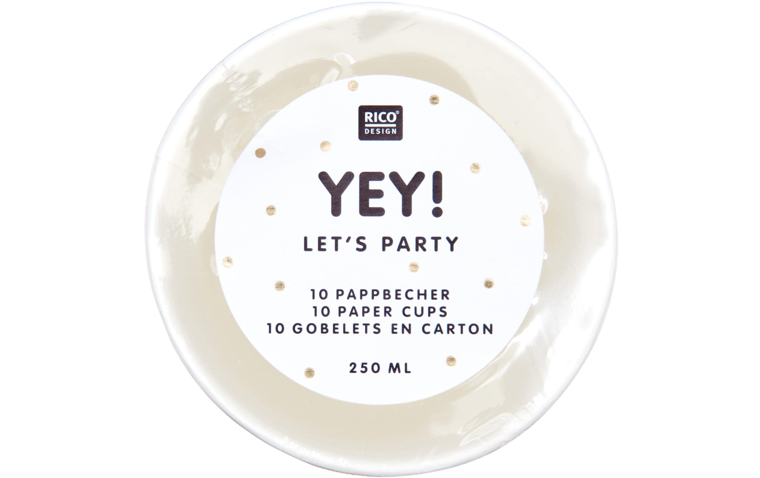 Einwegbecher 250 ml 10 Stück, Aprikose/GoldPappbecher mit Hot Foil Veredelung