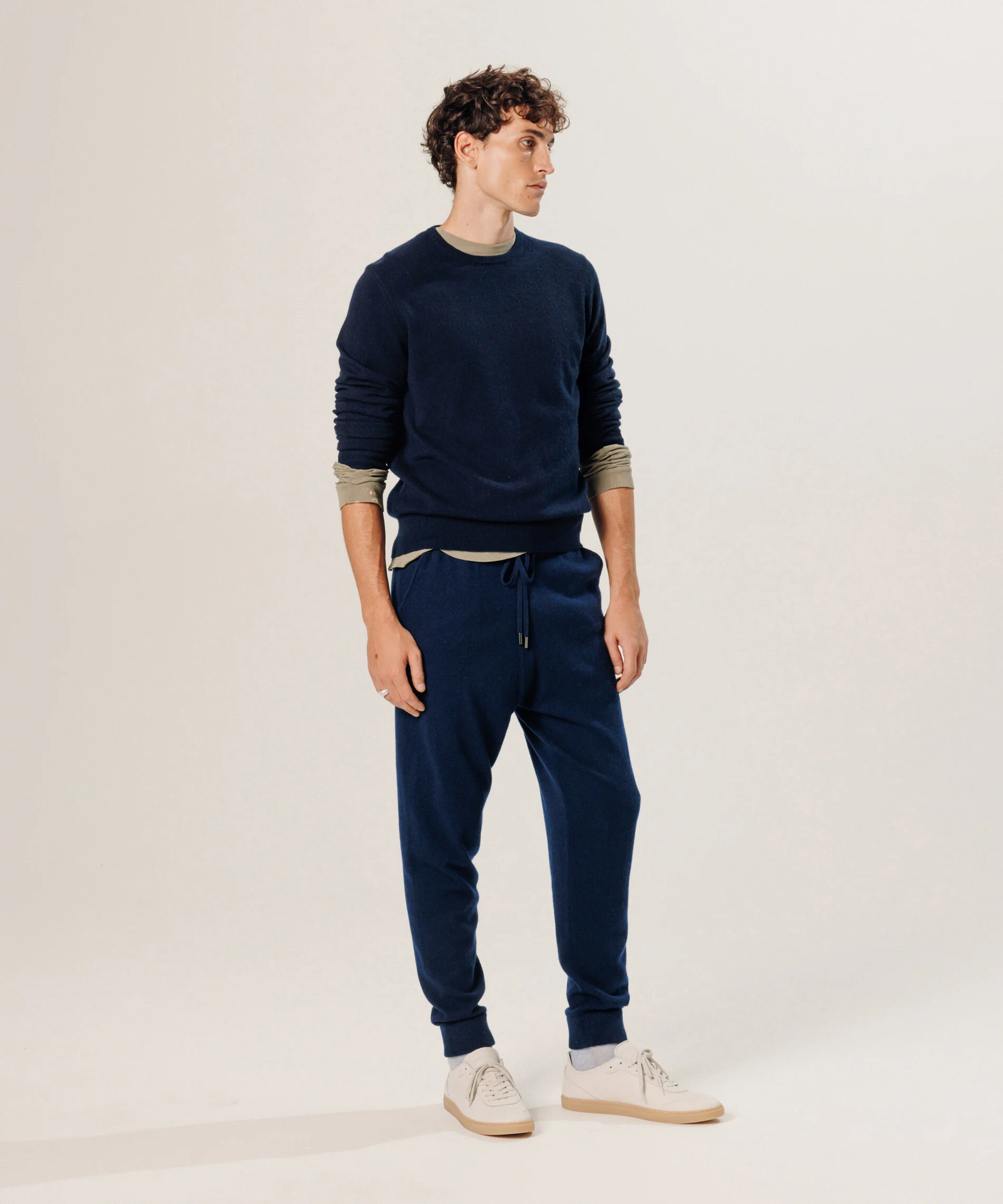 Pull col rond en cachemire | Bleu