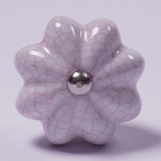 Keramik Möbelknopf 'Blume', handglasiert, weiß, Ø 4 cm günstig bestellen