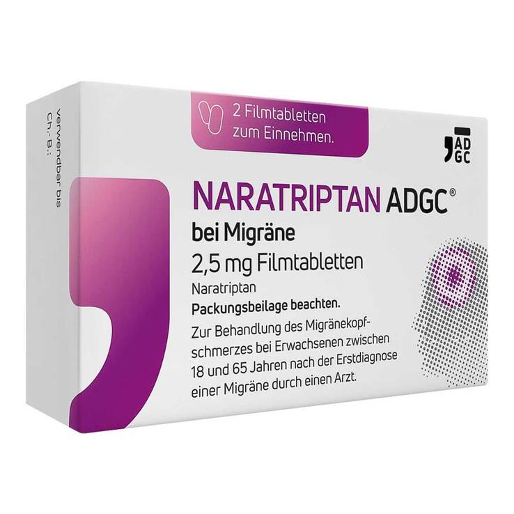 NARATRIPTAN ADGC® bei Migräne 2,5 mg Filmtabletten, 2 St